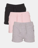 Black, Grey & Baby Pink Cotton Shorts (Pack of 3)