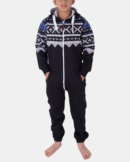 Black Kids Aztec Hooded Onesie