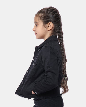 Black Kid's Cropped Denim Jacket