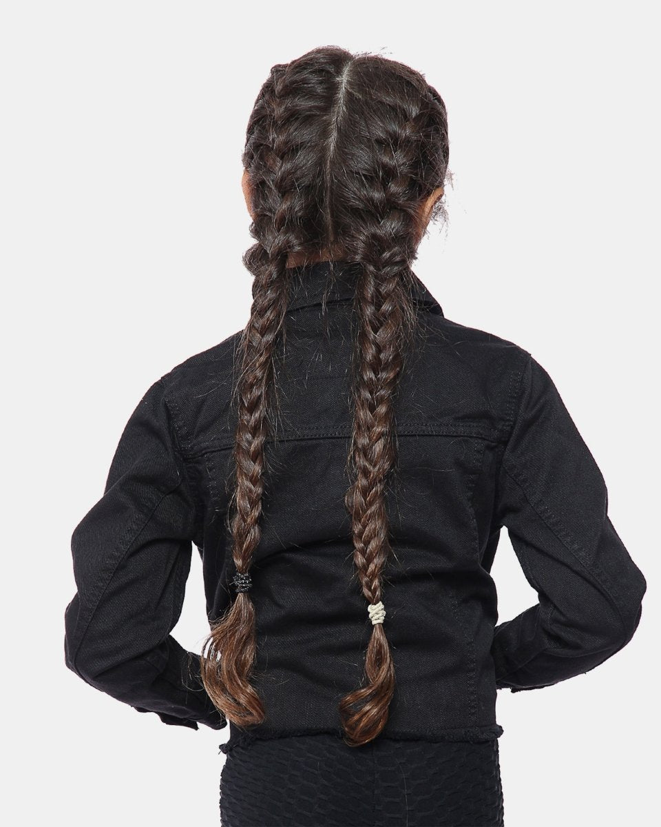 Black Kid's Cropped Denim Jacket