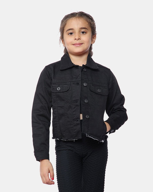Black Kid's Cropped Denim Jacket