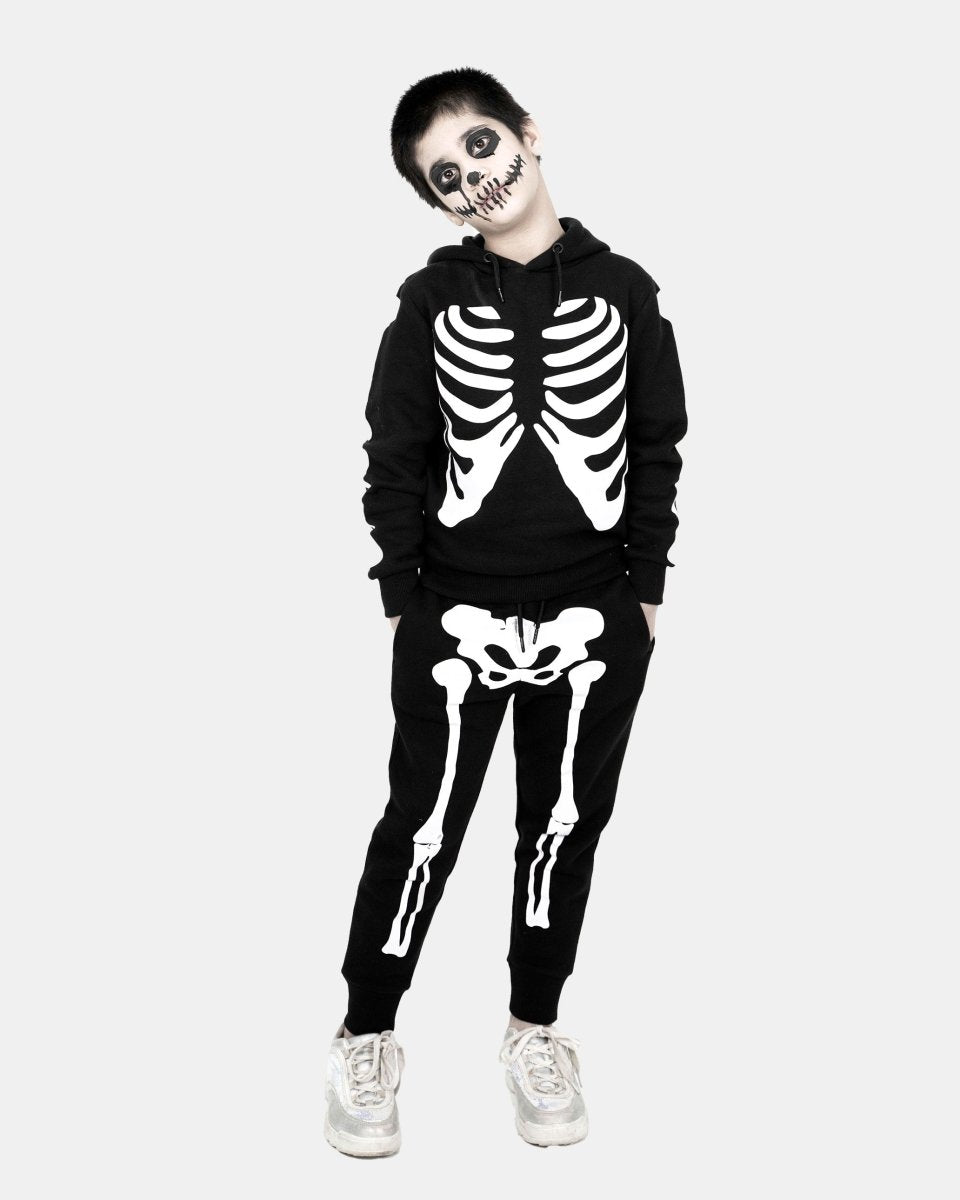 Black Kids Skeleton Printed Tracksuit