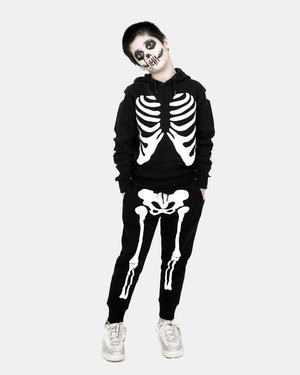 Black Kids Skeleton Printed Tracksuit