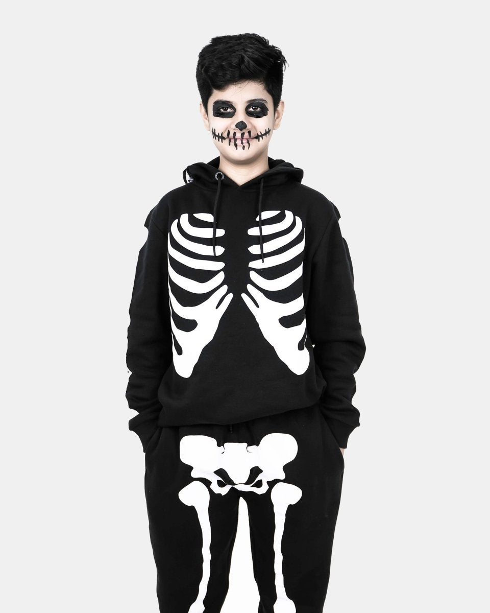 Black Kids Skeleton Printed Tracksuit