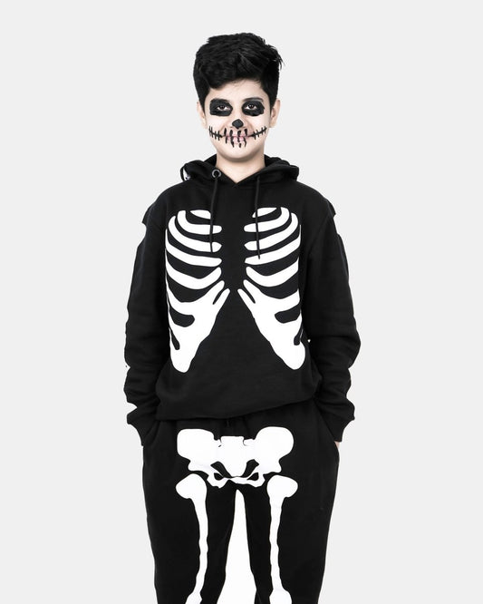 Black Kids Skeleton Printed Tracksuit