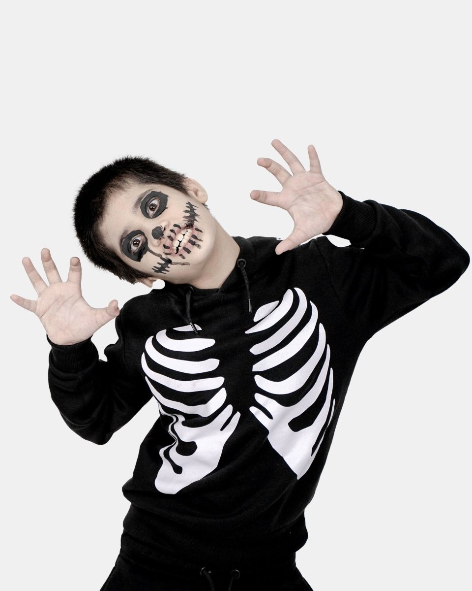 Black Kids Skeleton Printed Tracksuit