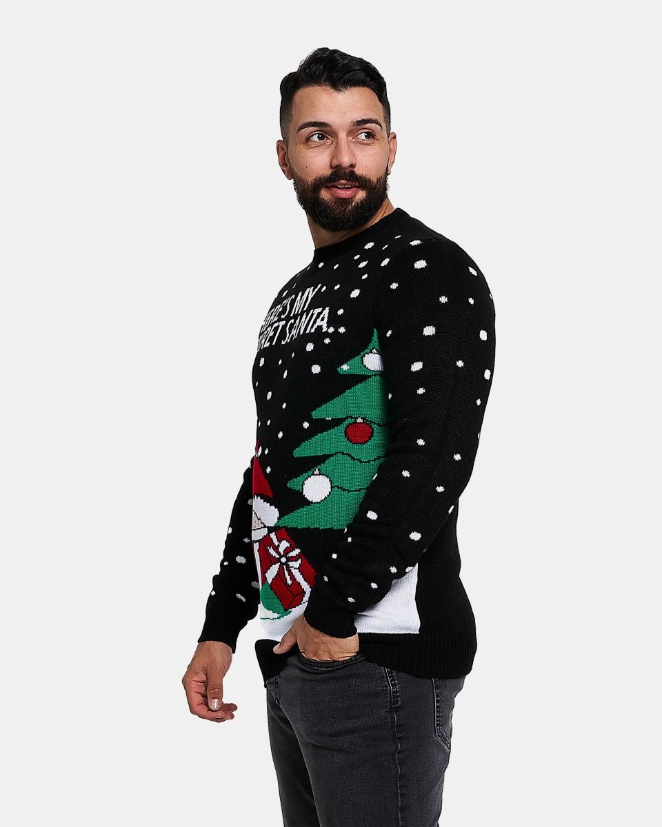 Black Lightweight Santa Printed Jumper - Noroze