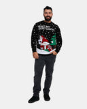 Black Lightweight Santa Printed Jumper