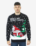Black Lightweight Santa Printed Jumper
