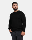 Black Mens Cable Knit Jumper