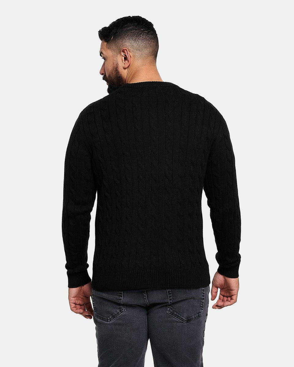 Black Mens Cable Knit Jumper