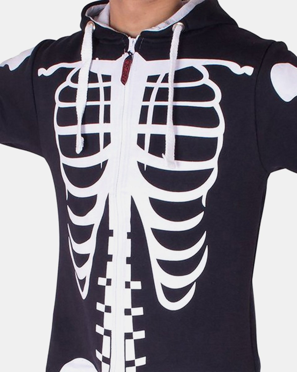 Black Mens Halloween Skeleton Costume