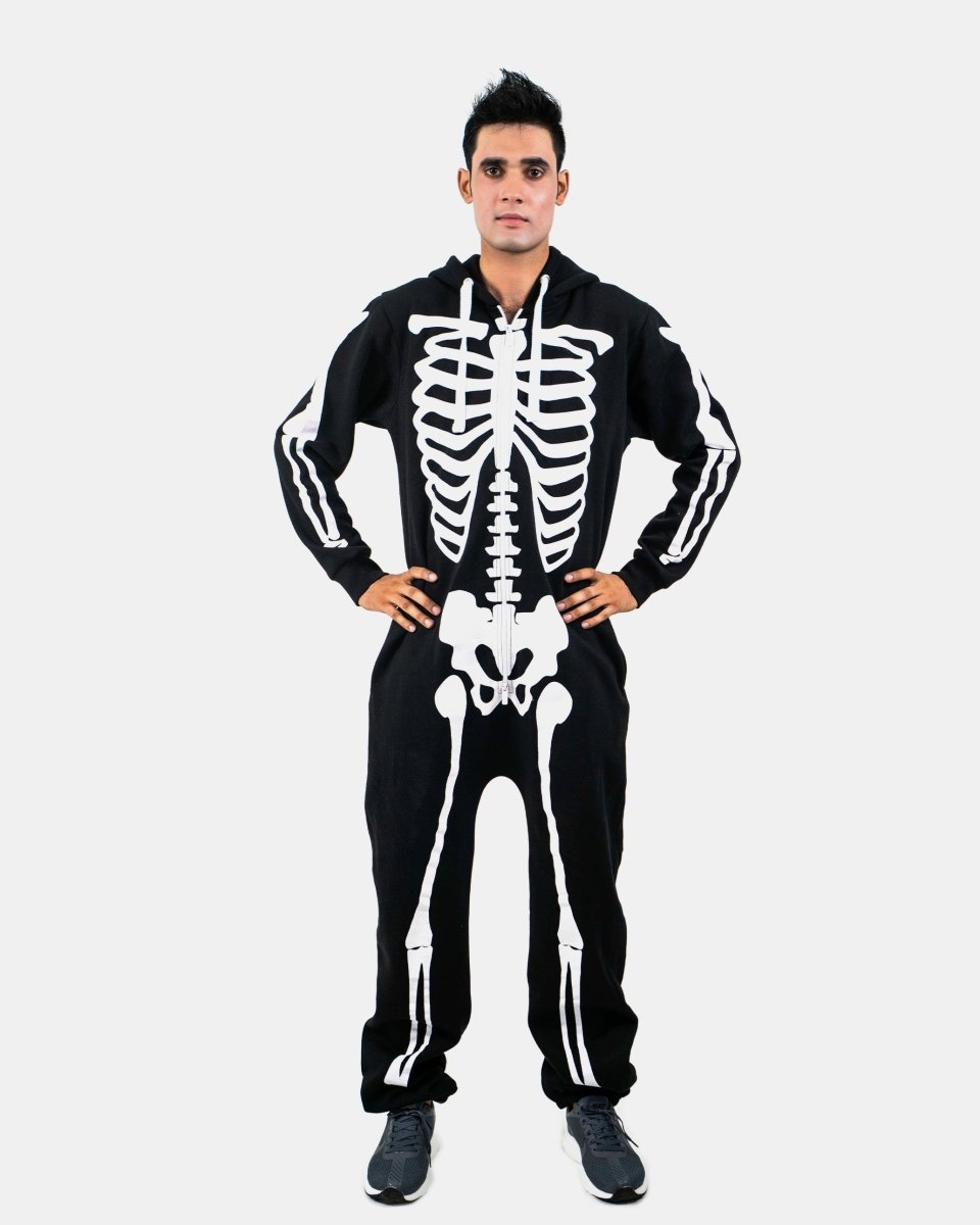 Black Mens Halloween Skeleton Costume