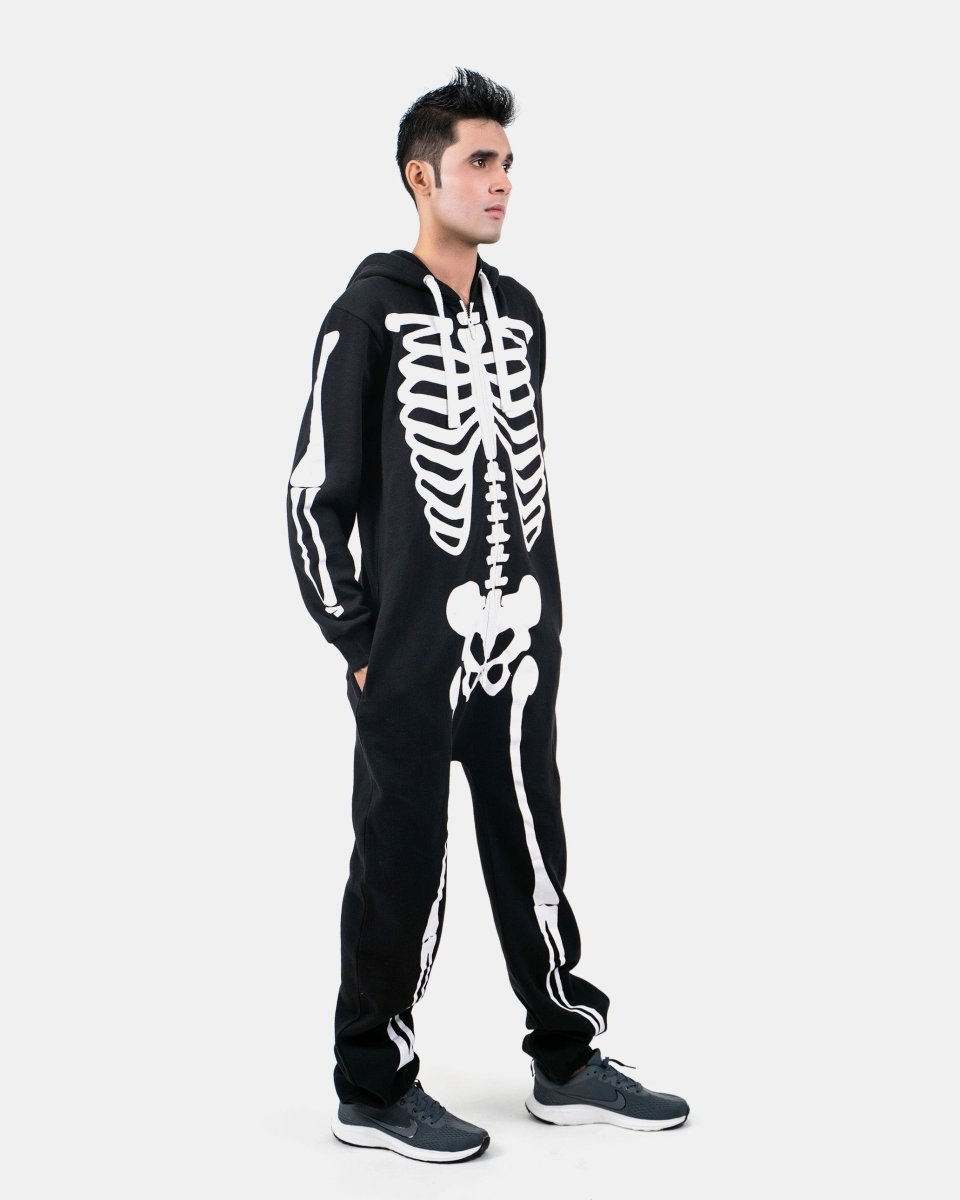 Black Mens Halloween Skeleton Costume