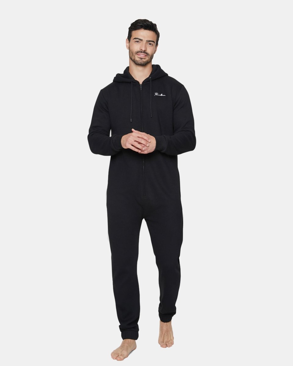 Black Men's Plain Contrast Sleeve Onesie