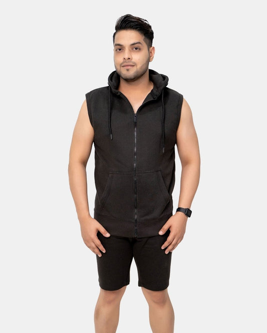 Black Mens S - Less Short Tracksuit Set