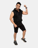 Black Mens S - Less Short Tracksuit Set