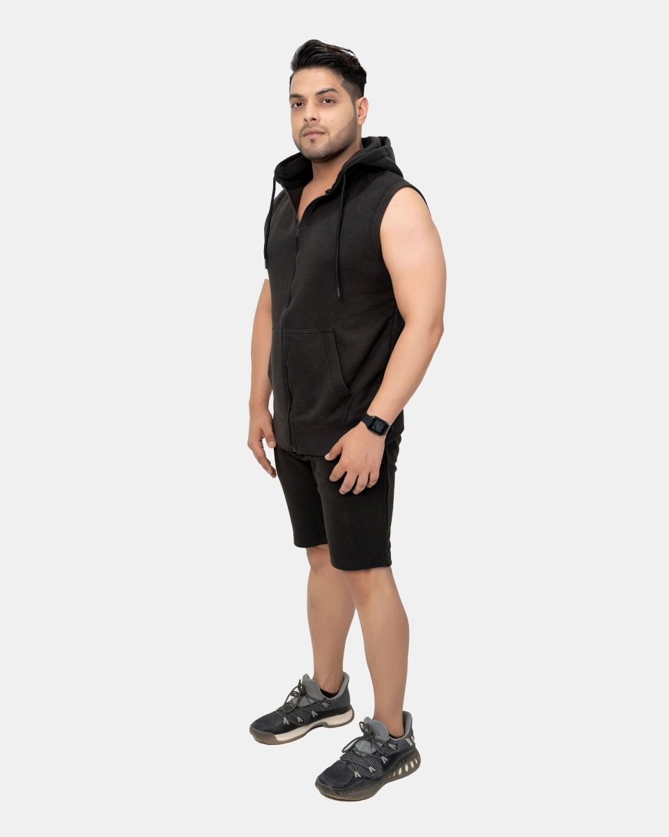 Black Mens S - Less Short Tracksuit Set