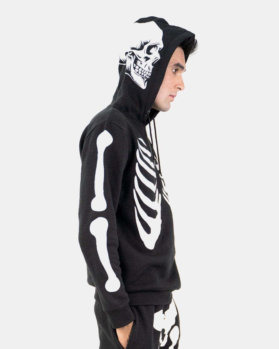 Black Mens Skeleton Printed Tracksuit