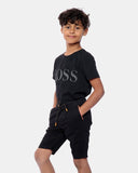 Black Plain Cotton Drawstring Short