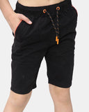 Black Plain Cotton Drawstring Short
