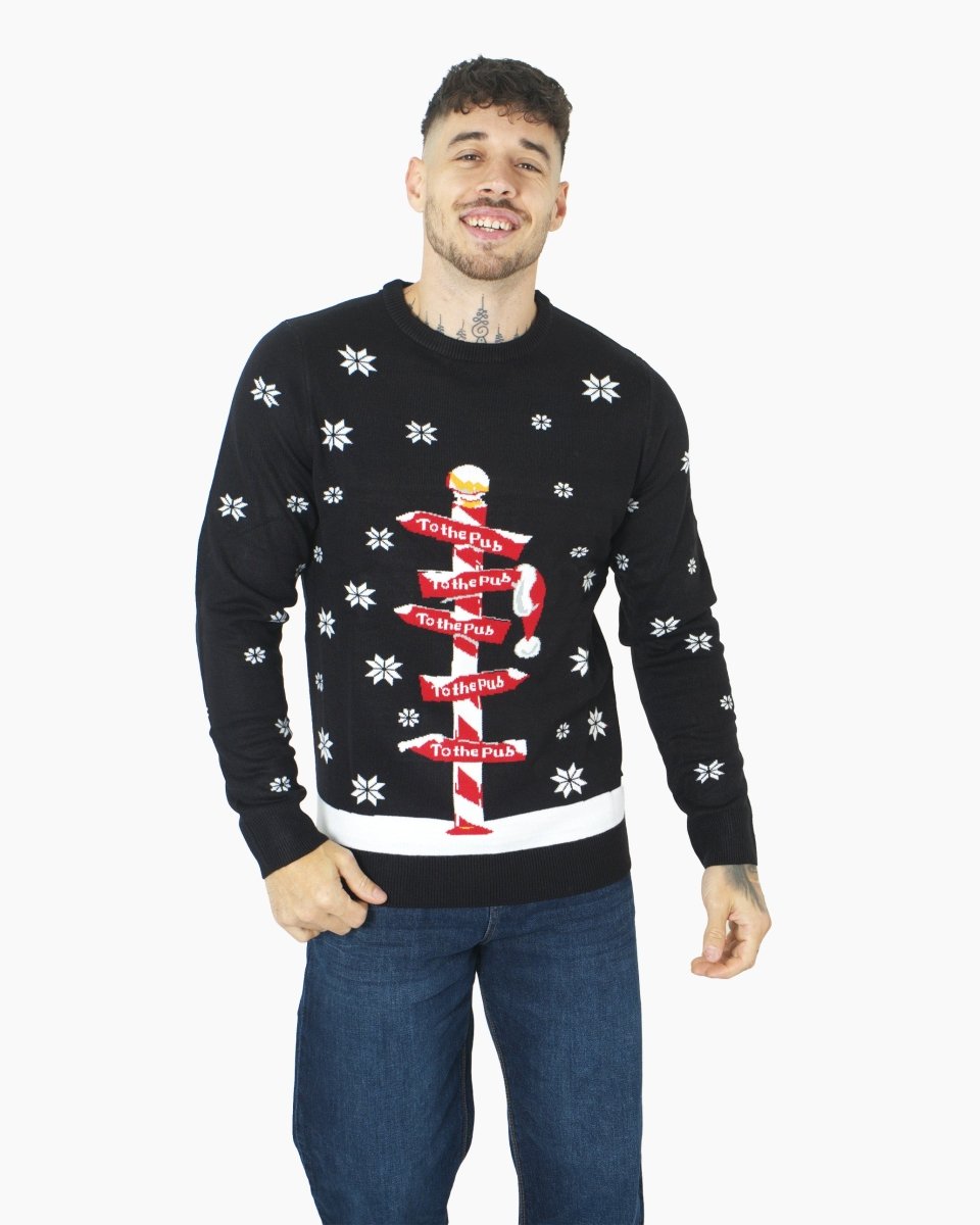Black Pub Novelty Xmas Jumper