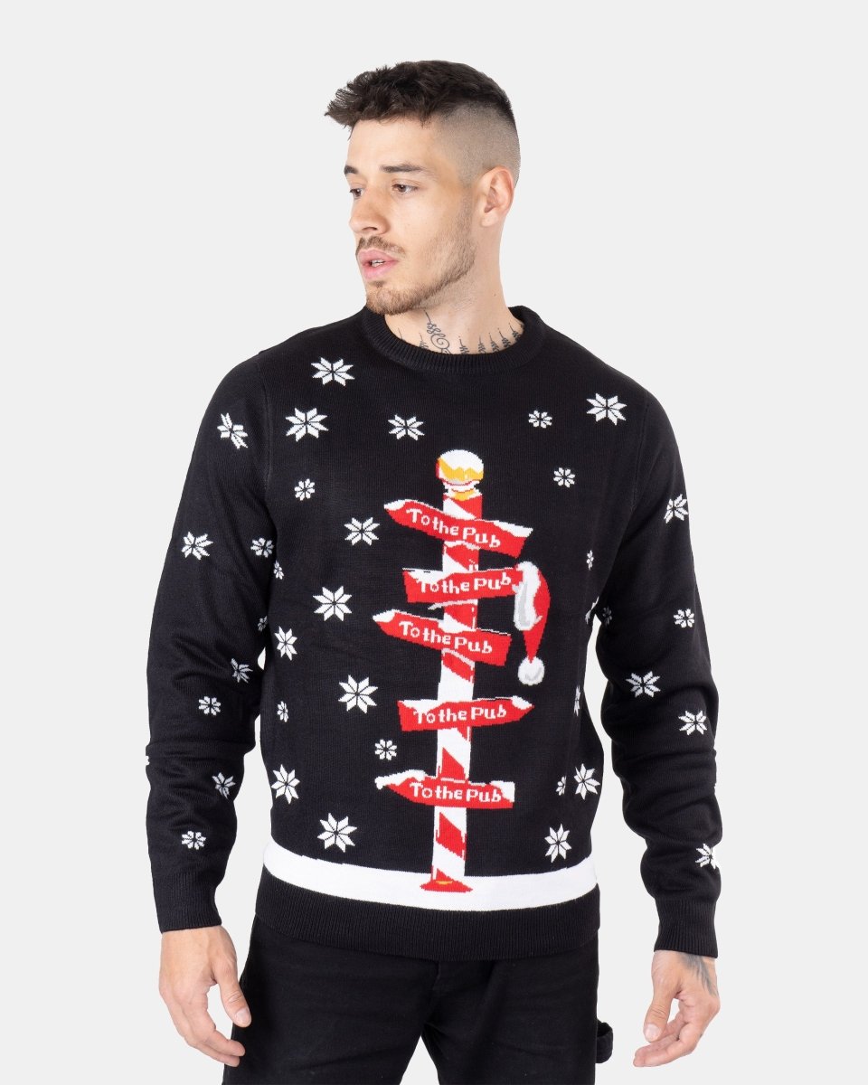 Black Pub Reindeer Novelty Jumpers