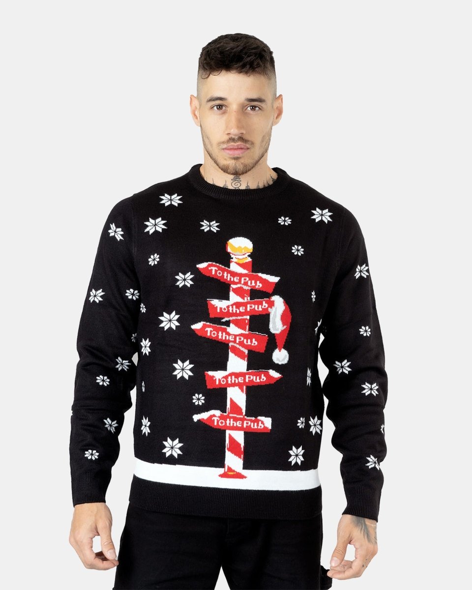 Black Pub Reindeer Novelty Jumpers