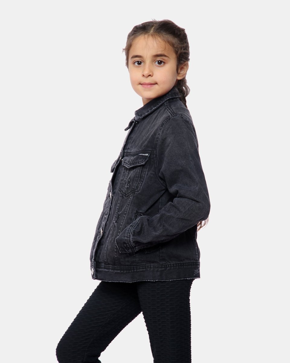 Black Ribbed Vintage Denim Jacket