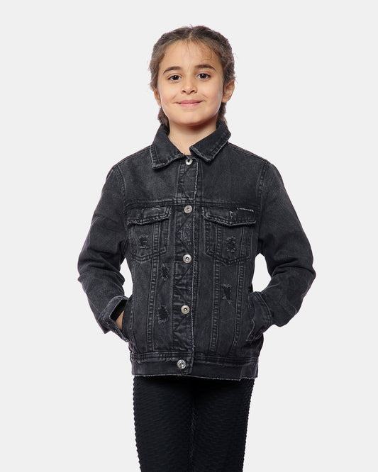 Black Ribbed Vintage Denim Jacket