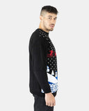 Black Santa Sleigh Retro Christmas Jumper