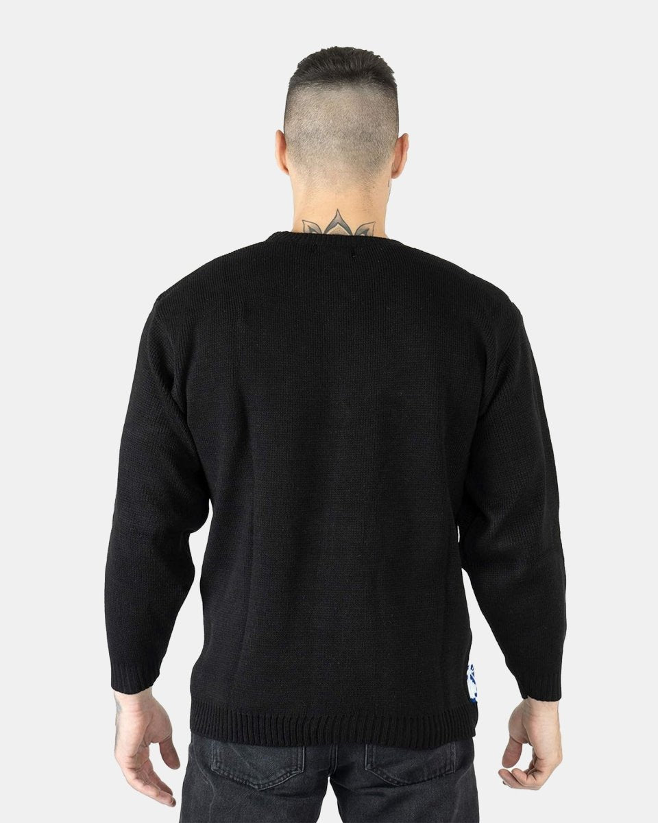 Black Santa Sleigh Retro Christmas Jumper