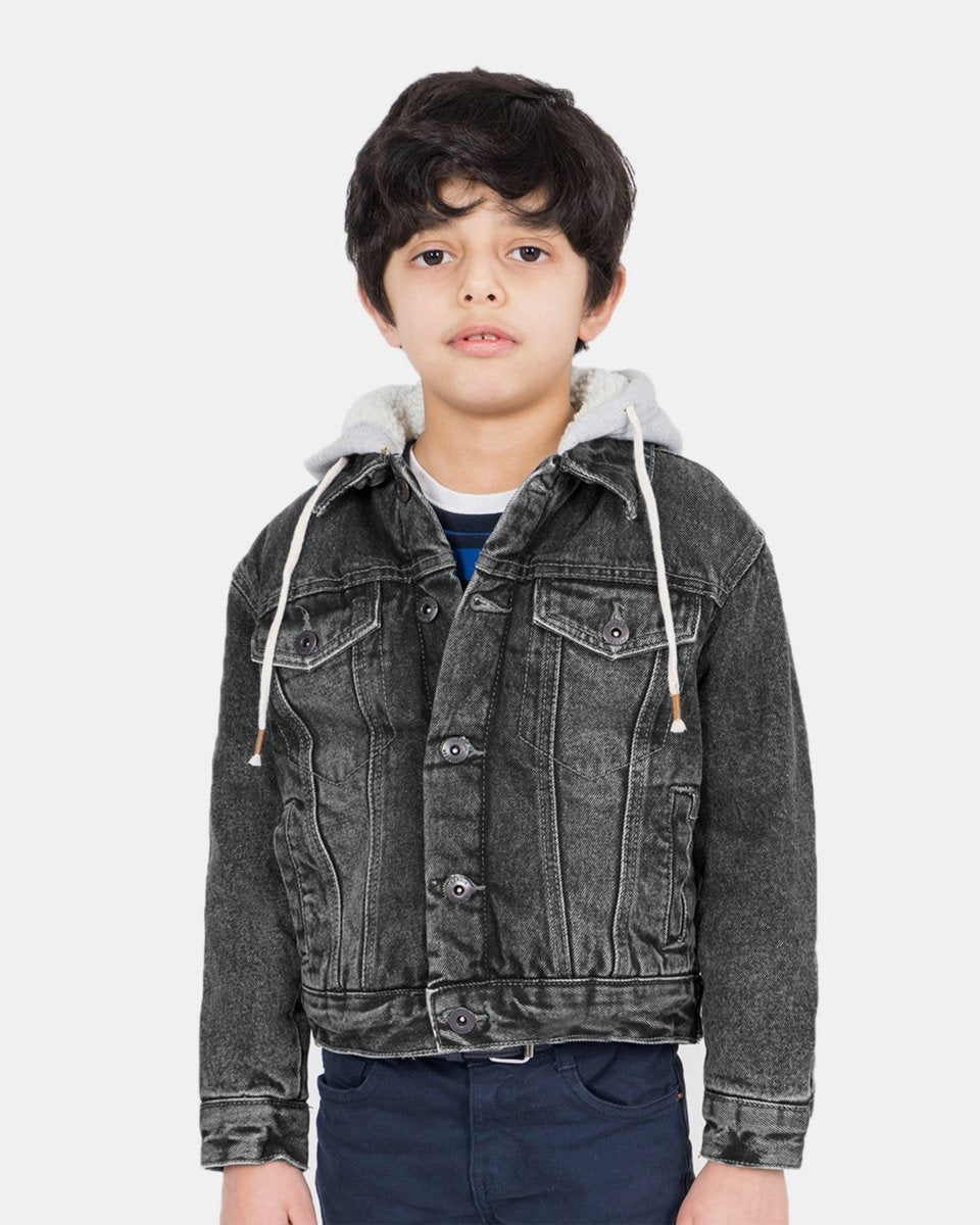 Black Sherpa Fleece Hood Jacket