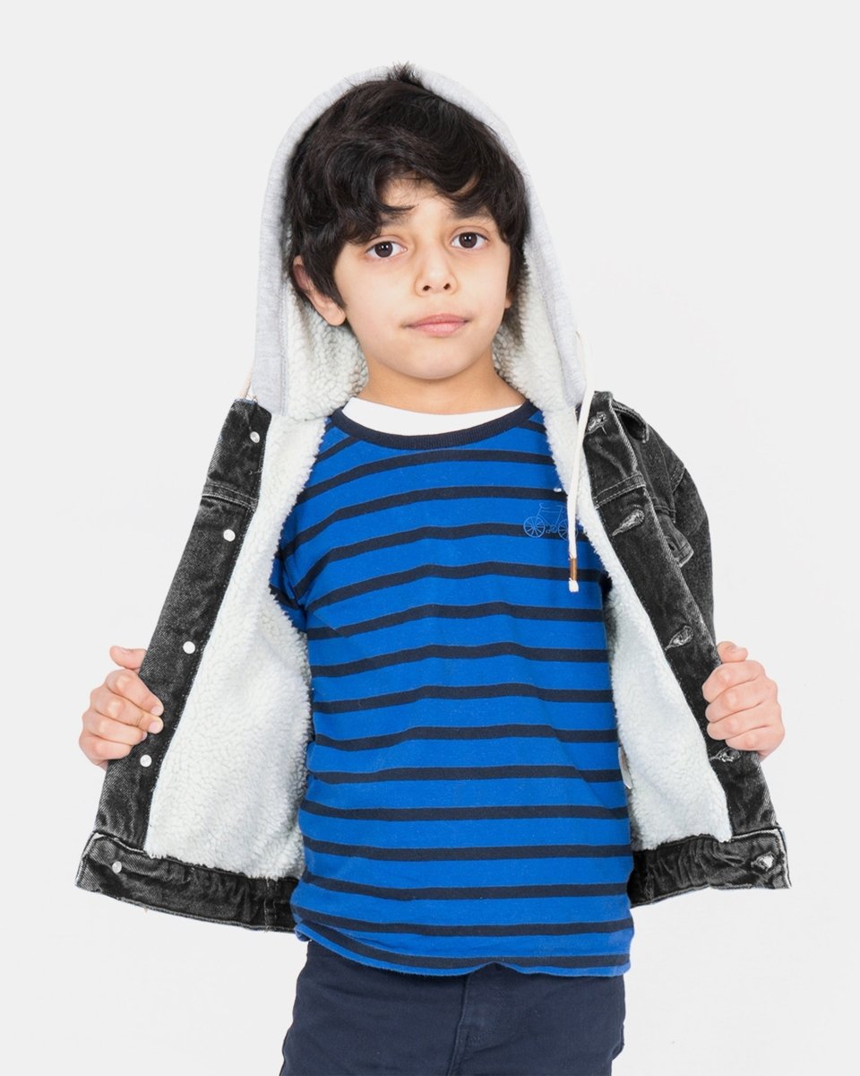 Black Sherpa Fleece Hood Jacket