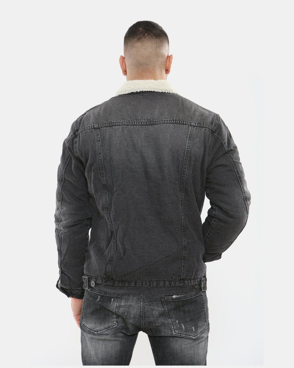 Black Sherpa Lined Denim Jacket