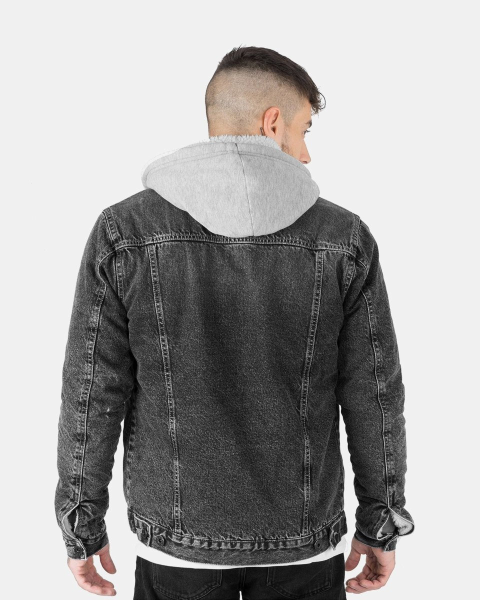 Black Trucker Denim Long Sleeve Jacket