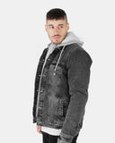 Black Trucker Denim Long Sleeve Jacket