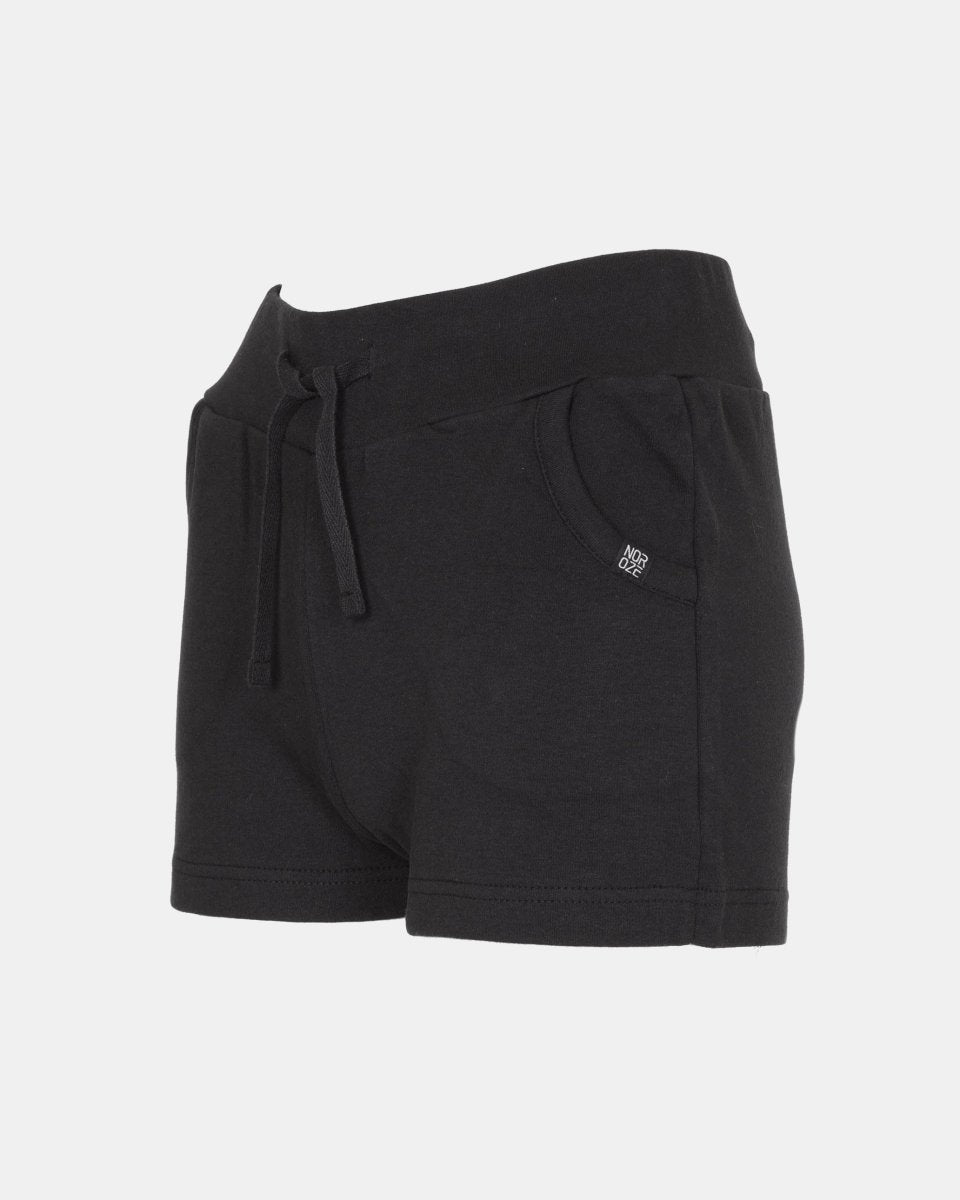 Black Turned Hem Bengaline Casual Shorts