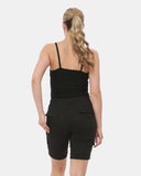 Black Turned Hem Bengaline Casual Shorts