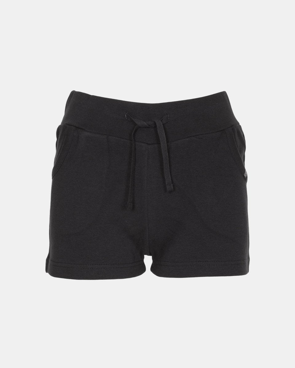 Black Turned Hem Bengaline Casual Shorts