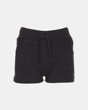 Black Turned Hem Bengaline Casual Shorts
