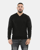 Black V - Neck Plain Pullover Jumper