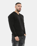 Black V - Neck Plain Pullover Jumper