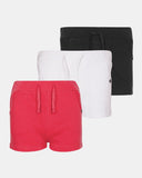Black, White & Red Plain Shorts (Pack of 3)