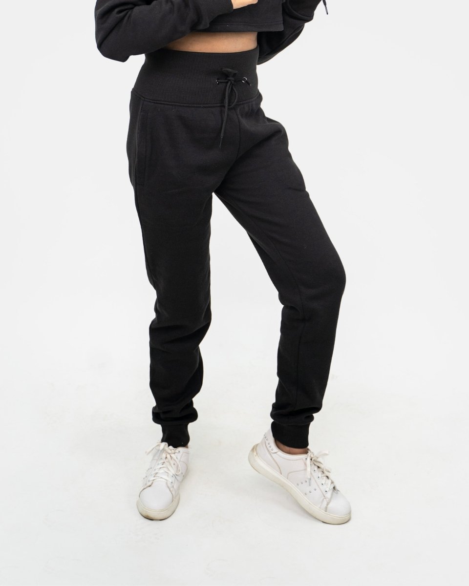 Black Womens Crop Top Tracksuit