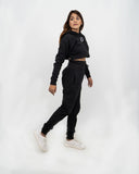 Black Womens Crop Top Tracksuit