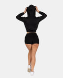 Black Women's Plain Long - Sleeve Hoodie