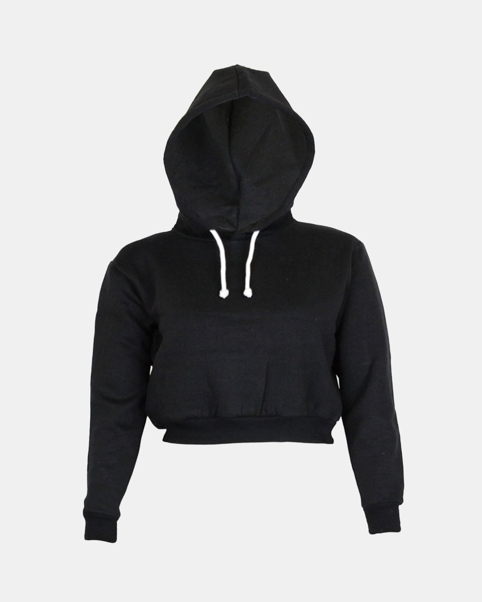 Black Women's Plain Long - Sleeve Hoodie