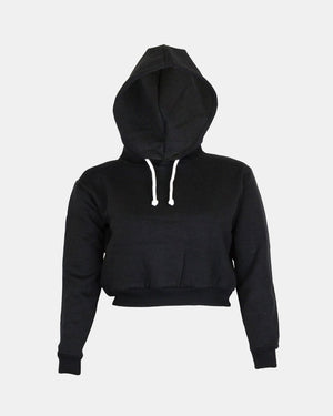 Black Women's Plain Long - Sleeve Hoodie