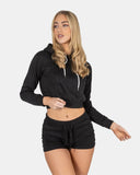 Black Women's Plain Long - Sleeve Hoodie